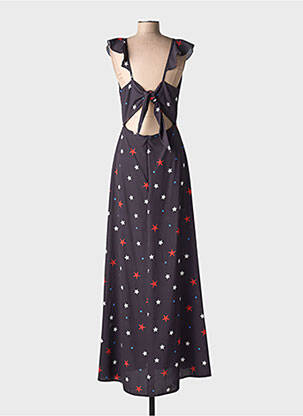 Rochie lungă imprimeu fantezie mâneci scurte negru LONDON LOOK femeie