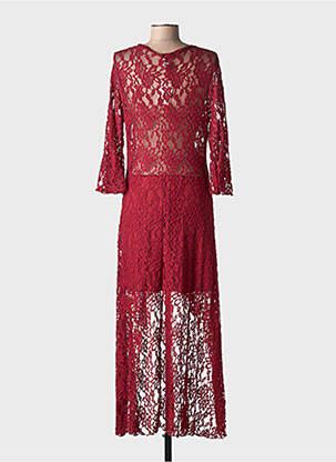Rochie lungă croială cambrată mâneci 3/4 roșu LONDON LOOK femeie