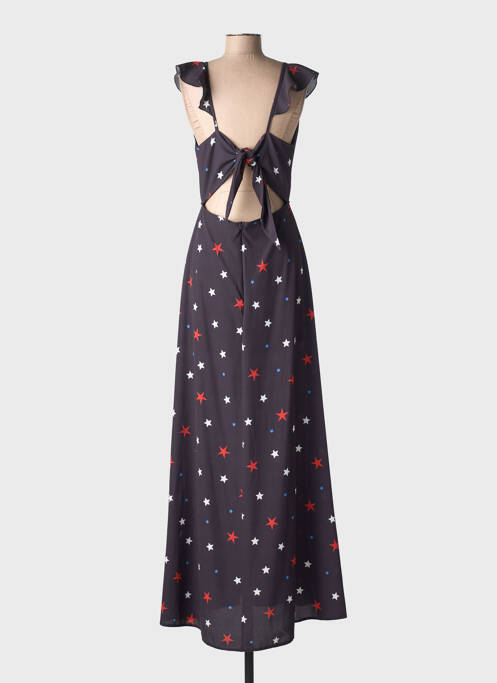 Rochie lungă imprimeu fantezie mâneci scurte negru LONDON LOOK femme