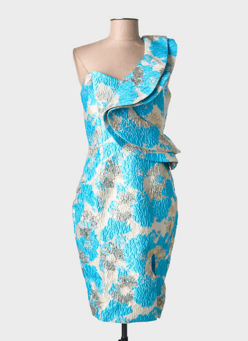 Rochie midi imprimeu fantezie fără mâneci albastru F & P femme