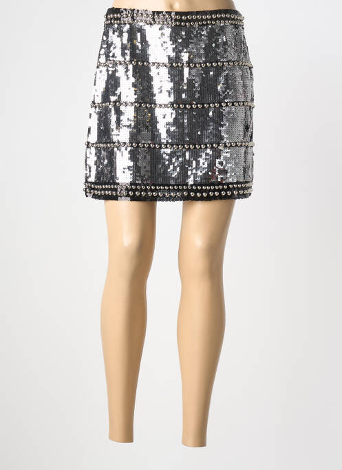 Fustă scurtă talie elastică argintiu REALTY femme