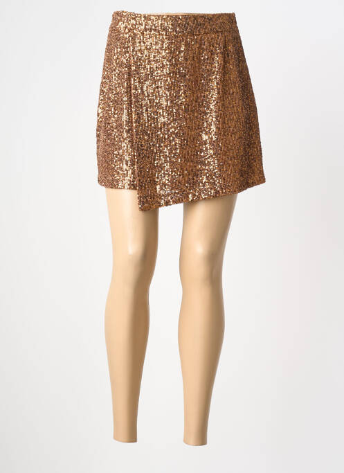 Fustă scurtă închidere cu fermoar lateral maro MARYLEY femme