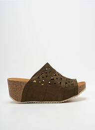 Mulete/saboți vârf deschis toc de 7 la 9 cm verde CHATTAWAK femme