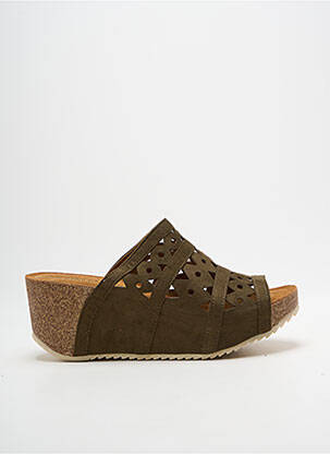 Mulete/saboți toc platformă toc de 7 la 9 cm verde CHATTAWAK femme