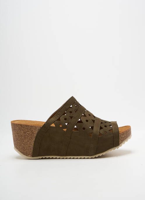 Mulete/saboți toc platformă toc de 7 la 9 cm verde CHATTAWAK femme