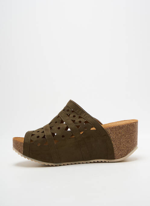 Mulete/saboți toc platformă toc de 7 la 9 cm verde CHATTAWAK femme