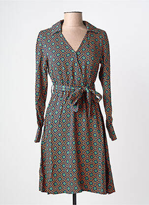 Rochie midi imprimeu fantezie mâneci lungi verde ZIBI LONDON femeie