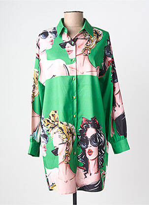 Rochie scurtă mâneci lungi mâneci lungi verde AÏKHA femeie