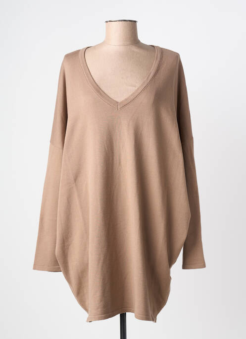 Rochie pulover guler în v mâneci lungi maro MAT. femme