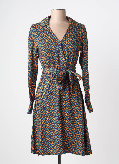 Rochie midi imprimeu fantezie mâneci lungi verde ZIBI LONDON femme