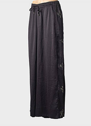 Pantalon larg croială fluidă mărime normală negru MAT. femeie