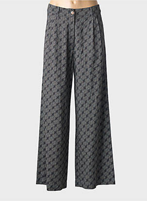 Pantalon larg închidere cu fermoar sub clapetă cu nasturi talie înaltă gri ZILCH femeie