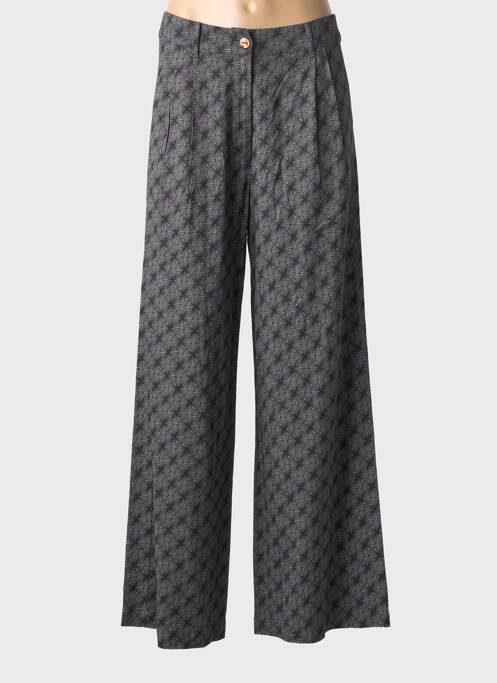 Pantalon larg închidere cu fermoar sub clapetă cu nasturi talie înaltă gri ZILCH femme