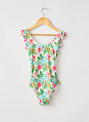 Costum de baie dintr-o singură piesă imprimeu fantezie verde LAGON BLEU fille