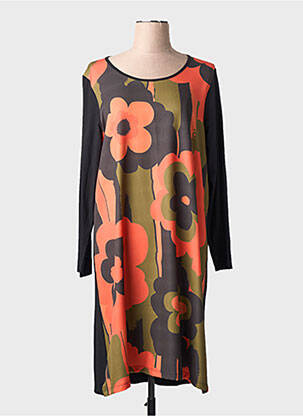 Rochie midi imprimeu floral mâneci lungi portocaliu G!OZE femme