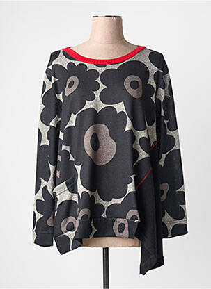 Pulover țesătură melanj mâneci lungi negru FRANCK ANNA femme