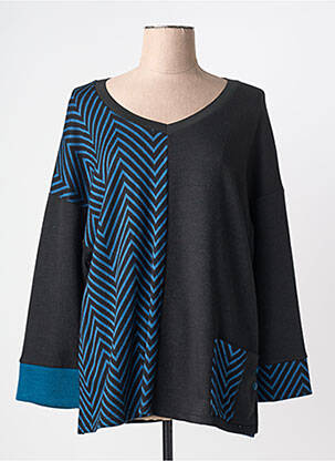 Pulover țesătură melanj mâneci lungi negru FRANCK ANNA femme