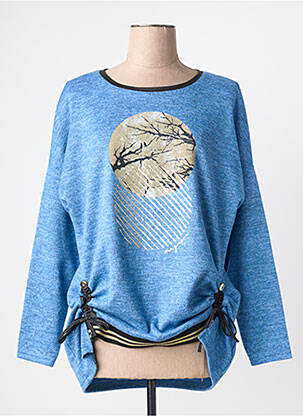 Pulover țesătură melanj mâneci lungi albastru KARIN HERTZ femme