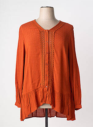 Tunică mâneci lungi țesătură crep portocaliu CISO femme