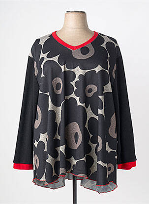 Pulover țesătură melanj mâneci lungi negru FRANCK ANNA femme