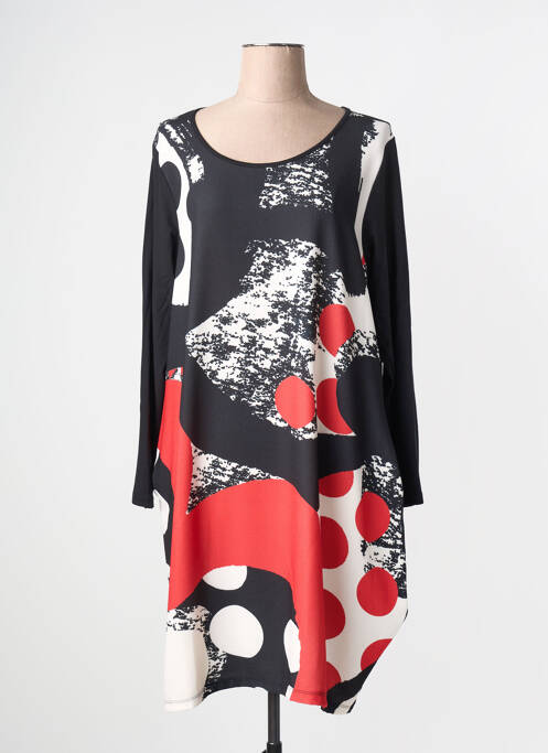 Rochie midi imprimeu floral mâneci lungi negru G!OZE femme