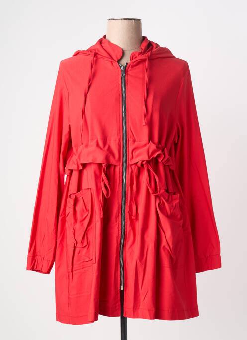 Trench țesătură poplin cu glugă roșu SOPHIA CURVY femme