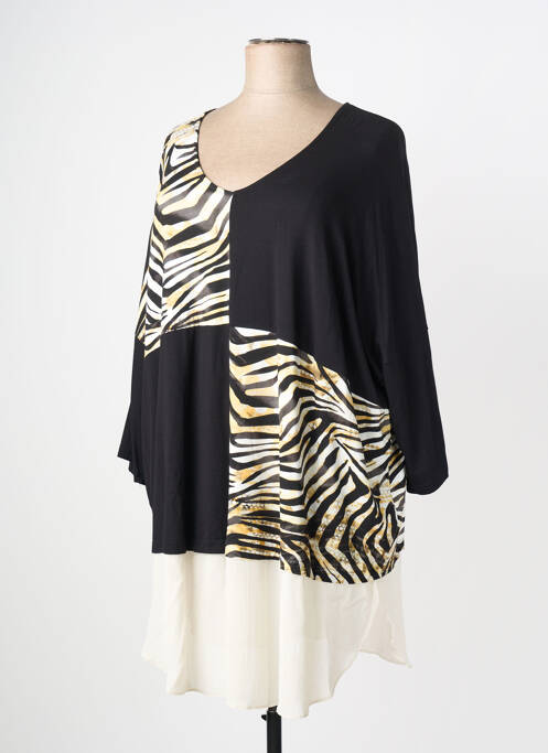 Tunică mâneci lungi guler în v negru SEMPRE PIU femme