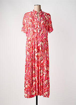 Rochie lungă imprimeu fantezie mâneci scurte roz YEST femme