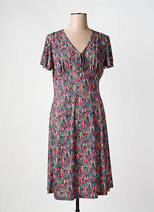 Rochie midi imprimeu fantezie mâneci scurte roz GEVANA femme