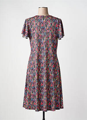 Rochie midi imprimeu fantezie mâneci scurte roz GEVANA femeie