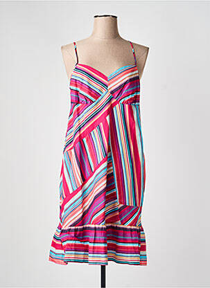 Rochie midi imprimeu fantezie fără mâneci violet FLEUR DE SEL femme