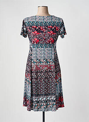 Rochie midi imprimeu fantezie mâneci scurte negru GEVANA femeie