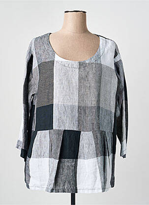 Bluză țesătură poplin mâneci 3/4 gri KOKOMARINA femme