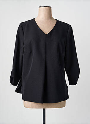 Bluză țesătură poplin mâneci 3/4 negru GEVANA femme