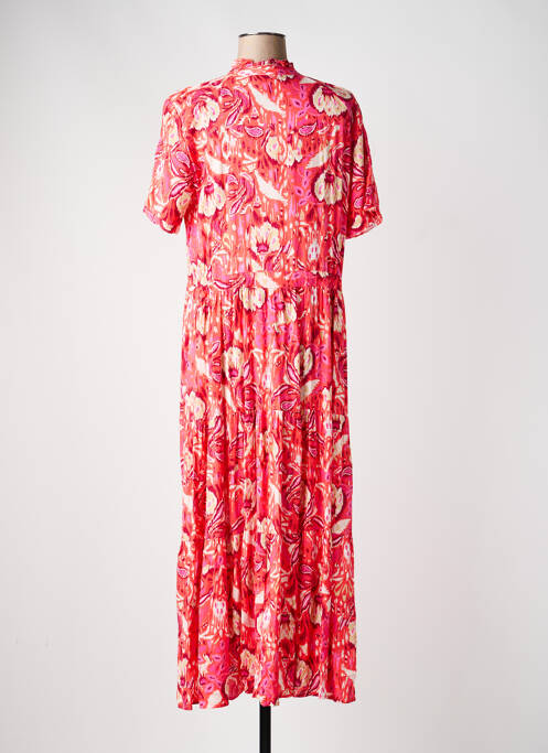 Rochie lungă imprimeu fantezie mâneci scurte roz YEST femme