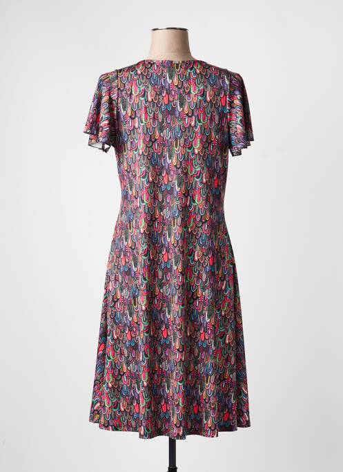 Rochie midi imprimeu fantezie mâneci scurte roz GEVANA femme