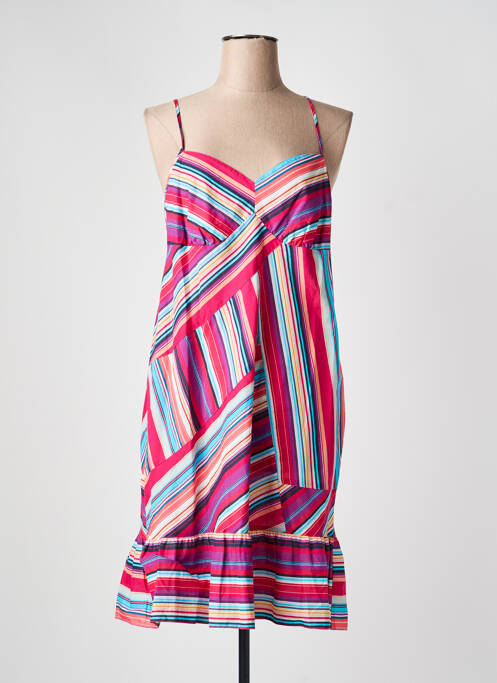 Rochie midi imprimeu fantezie fără mâneci violet FLEUR DE SEL femme