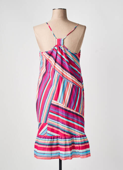 Rochie midi imprimeu fantezie fără mâneci violet FLEUR DE SEL femme