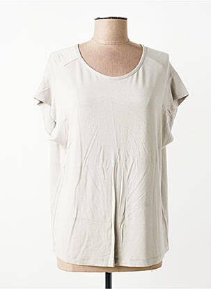 Tricou croială dreaptă mâneci scurte bej QUATTRO femme