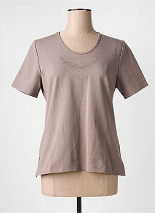 Tricou serigrafie mâneci scurte bej GEVANA femme