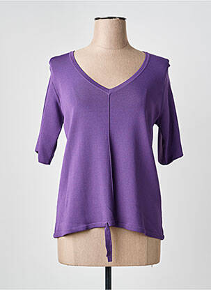 Top guler în v mâneci 3/4 violet YEST femme