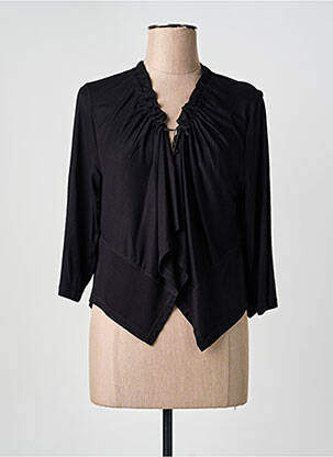 Top guler în v mâneci lungi negru 3322 femme