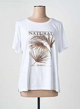 Tricou croială dreaptă mâneci scurte alb YEST femme