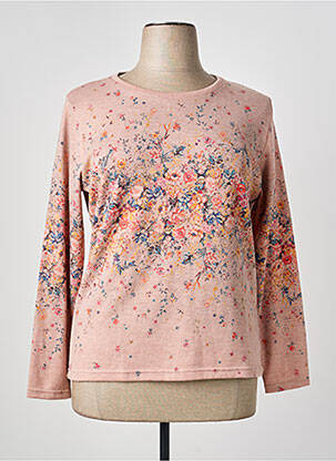 Pulover guler rotund mâneci lungi roz GEVANA femme