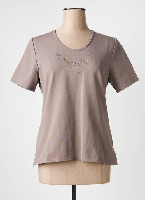 Tricou serigrafie mâneci scurte bej GEVANA femme