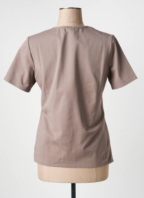 Tricou serigrafie mâneci scurte bej GEVANA femme