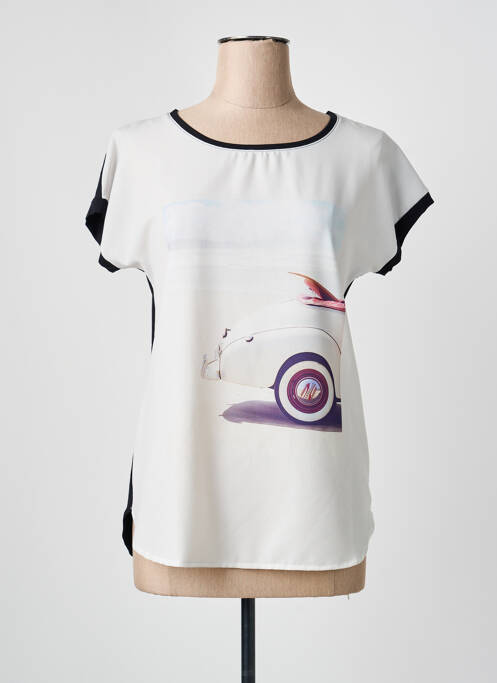 Top imprimeu fantezie mâneci scurte negru GEVANA femme