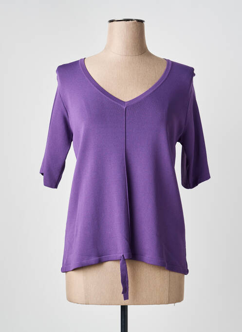 Top guler în v mâneci 3/4 violet YEST femme