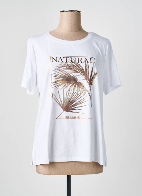 Tricou croială dreaptă mâneci scurte alb YEST femme