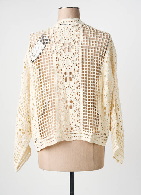 Vestă cu mâneci lungi croială cambrată bej YEST femme